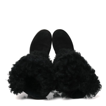 LOUIS VUITTON Suede Calfskin Fur Strap Boot 36 Black