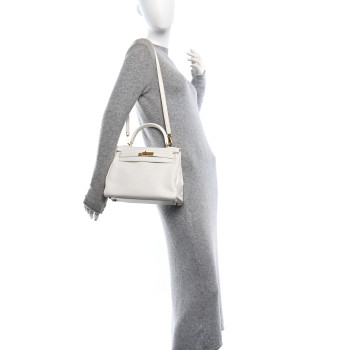 HERMES Taurillon Clemence Kelly Retourne 28 White