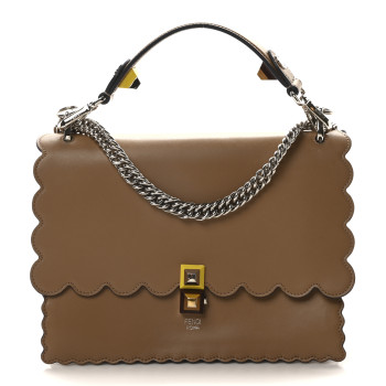 FENDI Vitello Liberty Scalloped Studded Kan I Shoulder Bag Sand