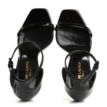 SAINT LAURENT Patent Calfskin Opyum 110 Sandals 37 Black Gold