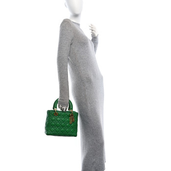 CHRISTIAN DIOR Grained Calfskin Cannage Medium Supple Lady Dior Green