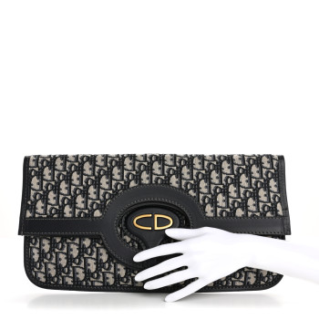 CHRISTIAN DIOR Oblique Fold Over Clutch Blue
