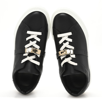 HERMES Calfskin Day Sneakers 37 Black