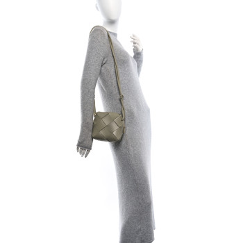 BOTTEGA VENETA Lambskin Maxi Intrecciato Mini Cassette Camera Bag Travertine