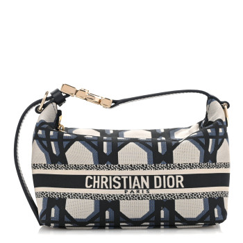 CHRISTIAN DIOR Technical Fabric Macrocannage DiorTravel Nomad Pouch Beige Blue