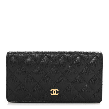 CHANEL Caviar Quilted Yen Wallet Black