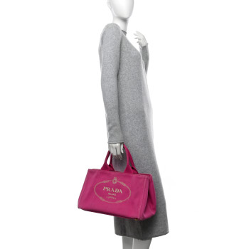 PRADA Canapa Logo Tote Fuxia