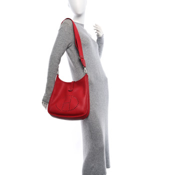 HERMES Taurillon Clemence Evelyne III GM Rouge Casaque