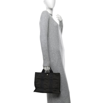 HERMES Canvas Herline PM Tote Grey