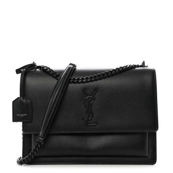 SAINT LAURENT Calfskin Large Monogram Monochrome Sunset Black