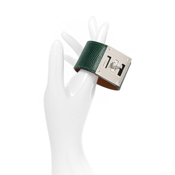 HERMES Lizard Kelly Dog Bracelet T2 Vert Moyen