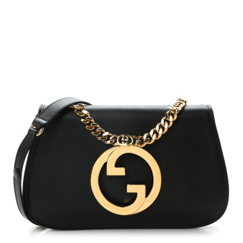 GUCCI Roxy Calfskin Blondie Chain Shoulder Flap Bag Black