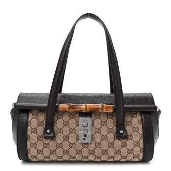 GUCCI Monogram Bamboo Bullet Bag Dark Brown