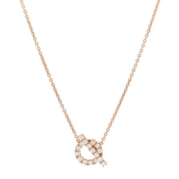HERMES 18K Rose Gold Diamond Finesse Pendant Necklace