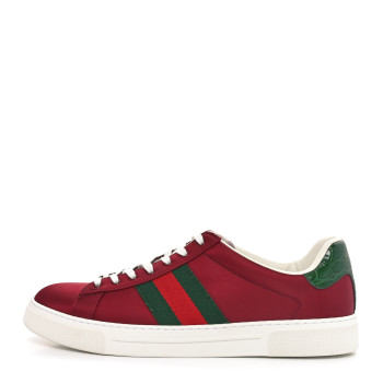 GUCCI Econyl Nylon Diva Crocodile Web Mens Ace Sneakers 11 Rosso Ancora Vert
