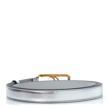 GUCCI Metallic Calfskin Crystal Double G 20mm Belt 80 32 Silver
