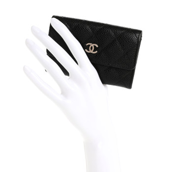 CHANEL Caviar Quilted Flap Card Holder Black