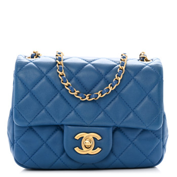 CHANEL Lambskin Quilted Mini Pearl Crush Flap Blue