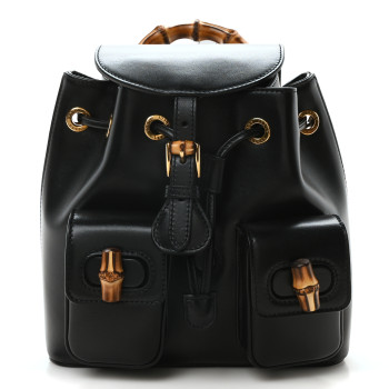 GUCCI Calfskin Bamboo Backpack Black