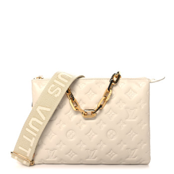 LOUIS VUITTON Lambskin Embossed Monogram Coussin PM Cream