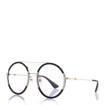 GUCCI Round Frame Sunglasses GG0061S Black White