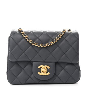CHANEL Lambskin Quilted Mini Pearl Crush Flap Dark Grey