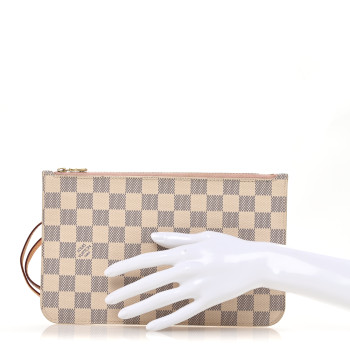 LOUIS VUITTON Damier Azur Neverfull MM GM Pochette Rose Ballerine