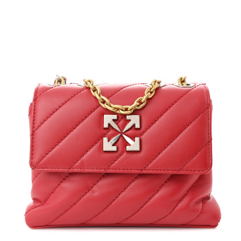 OFF-WHITE Calfskin Diagonal Quilted Jackhammer 19 Shoulder Bag Red
