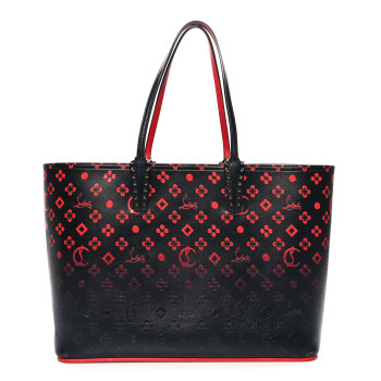 CHRISTIAN LOUBOUTIN Perforated Calfskin Degrade Loubinthesky East West Cabata Tote Black Red