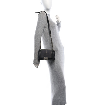 CHANEL Galuchat Stingray Small Boy Flap Black Silver