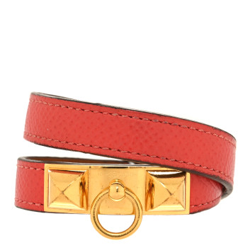 HERMES Epsom Rivale Double Tour Bracelet S Rose Jaipur