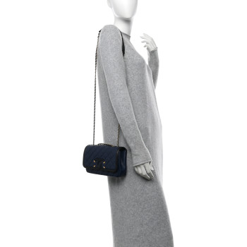 CHANEL Caviar Quilted Small CC Filigree Flap Navy Black