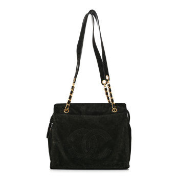 CHANEL Suede CC Shoulder Bag Brown