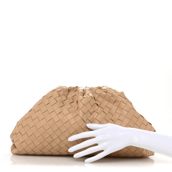 BOTTEGA VENETA Nappa Maxi Intrecciato The Pouch Oversized Clutch Almond