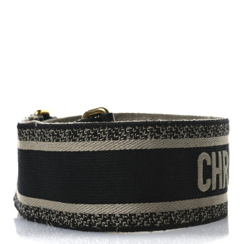 CHRISTIAN DIOR Canvas Embroidered Shoulder Strap Black