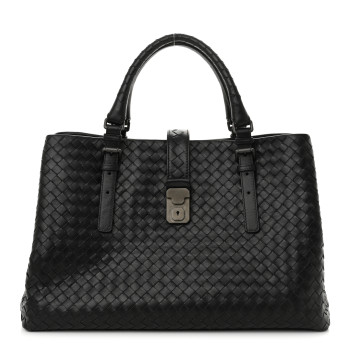 BOTTEGA VENETA Nappa Intrecciato Medium Roma Tote Black