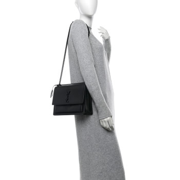 SAINT LAURENT Calfskin Large Monogram Monochrome Sunset Black