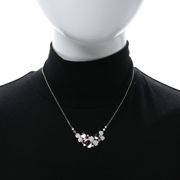 TIFFANY Platinum Diamond Pink Tourmaline Paper Flowers Cluster Pendant Necklace