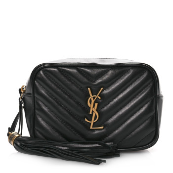 SAINT LAURENT Calfskin Matelasse Monogram Lou Belt Bag Black