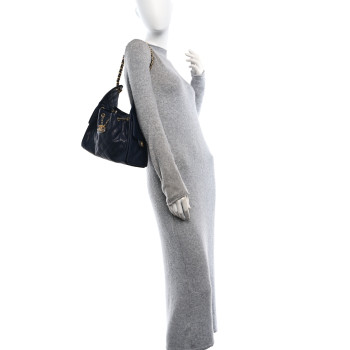 CHANEL Caviar Quilted Small Chanel 25 Handbag Dark Navy