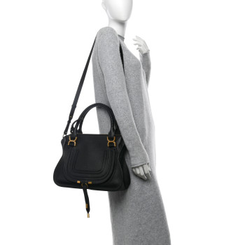 CHLOE Calfskin Braided Medium Marcie Double Carry Black CHLOE Calfskin Braided Medium Marcie Double Carry Black
