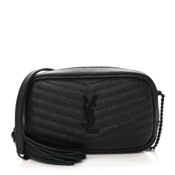 SAINT LAURENT Grain De Poudre Matelasse Monochrome Monogram Mini Lou Camera Bag Black