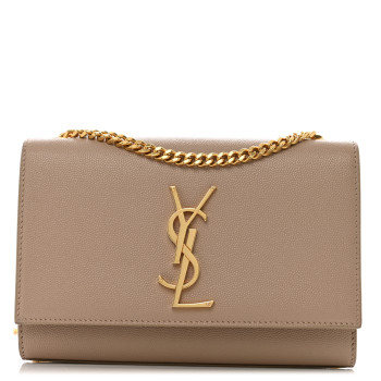 SAINT LAURENT Grain De Poudre Small Monogram Kate Satchel Dark Beige