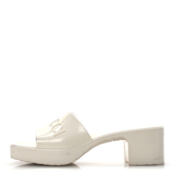 GUCCI Rubber Gucci Logo Womens Platform 20/60mm Slide Sandals 38 Mystic White