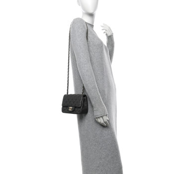CHANEL Lambskin Quilted Mini Square Flap Dark Grey