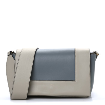 CELINE Shiny Smooth Calfskin Medium Frame Shoulder Bag Grege Storm