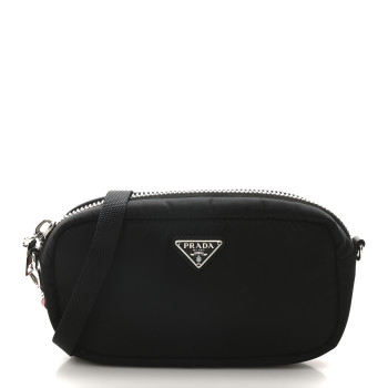 PRADA Tessuto Soft Nylon Small Convertible Crossbody Wristlet Black Fuoco