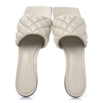BOTTEGA VENETA Nappa Matelasse Padded Flat Sandals 37 Sea Salt