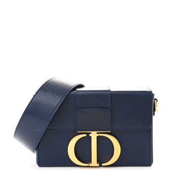 CHRISTIAN DIOR Smooth Calfskin 30 Montaigne Box Bag Navy