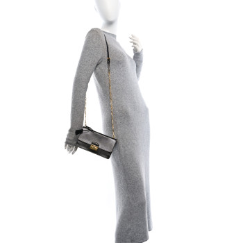 PRADA Saffiano Vernice Lock Flap Chain Bag Black